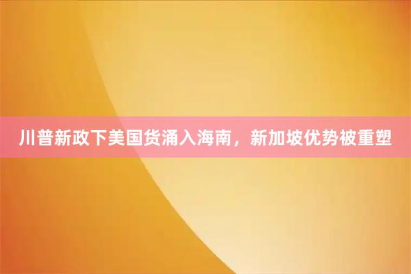 川普新政下美国货涌入海南，新加坡优势被重塑